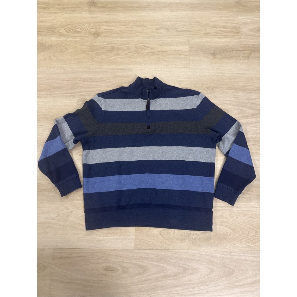 Cremieux Classics Rugby Sweatshirt Men XL 1/4 Zip Striped Preppy Cotton Y2K